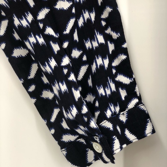 Elliott Lauren Ikat Print Blouse Navy & White Sz 6 - Picture 6 of 13